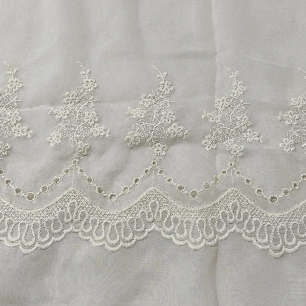 Set Of‎ 2 Cream Sheer Curtain Panels 56 x 83 Embroidered Floral Rod Pocket